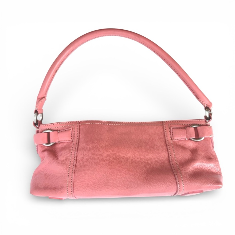 Ann Taylor Pink Shoulder Bag Leather Single Handle Buckle Detail Small Purse
